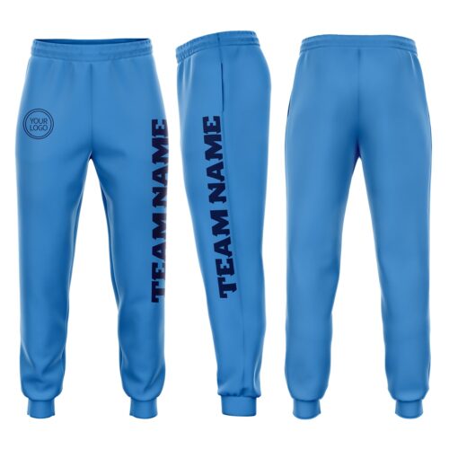 Sweatpants0146 Custom Powder Blue Navy Fleece Jogger Sweatpants