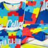 Custom Autism Supporter Awareness Puzzle Pieces Light Blue-White 3D Performance T-Shirt