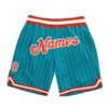 Custom Teal White Pinstripe Orange-White Authentic Basketball Shorts