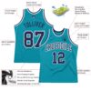 Custom Teal Navy-White Authentic Throwback Basketball Jersey