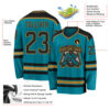 Custom Teal Black-Old Gold Hockey Jersey
