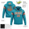 Custom Stitched Teal Orange-White Football Pullover Sweatshirt Hoodie