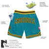 Custom Teal Black-Gold Authentic Throwback Basketball Shorts