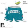 Custom Teal White-Gray Authentic Throwback Basketball Shorts