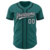 Custom Teal Gray Pinstripe Black Authentic Baseball Jersey
