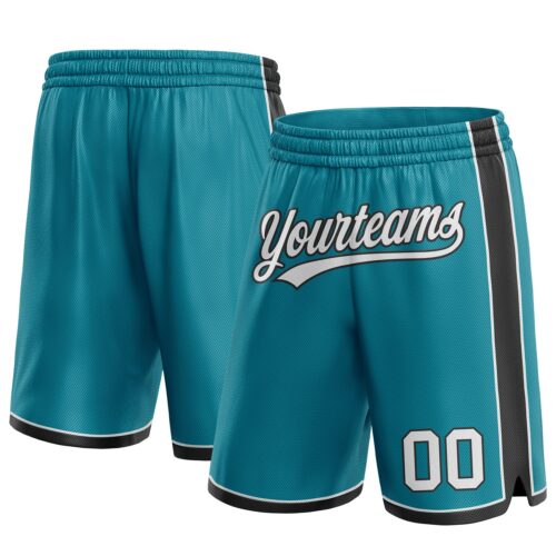 Teal0193 Custom Teal White-Black Authentic Basketball Shorts