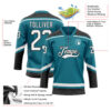 Custom Teal White-Black Hockey Lace Neck Jersey