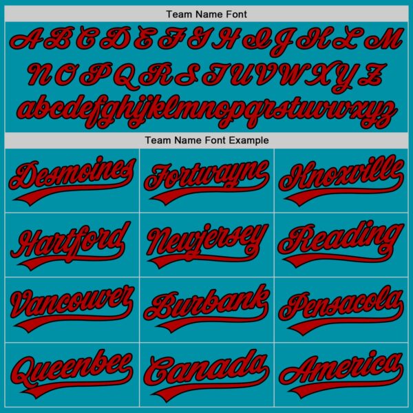 Custom Teal Red-Black Authentic Throwback Baseball Jersey