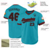 Custom Teal Black-Red Authentic Throwback Baseball Jersey