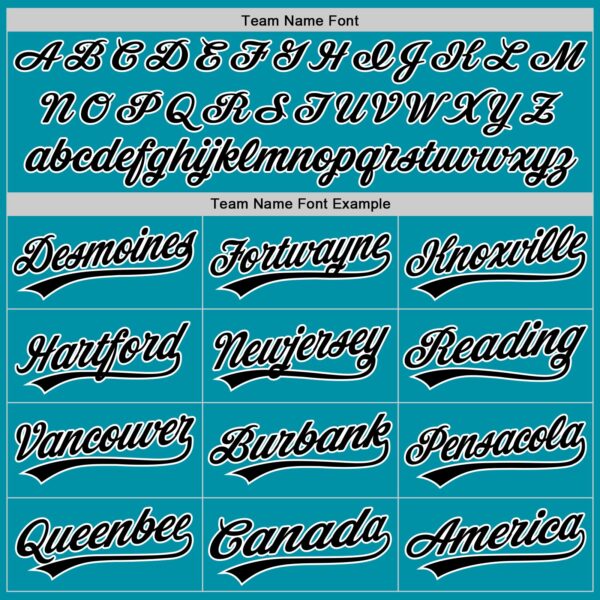 Custom Teal Black-White Authentic Throwback Baseball Jersey