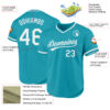 Custom Teal White Authentic Throwback Baseball Jersey