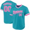 Custom Teal Pink-White Authentic Throwback Baseball Jersey