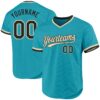 Custom Teal Black-Cream Authentic Throwback Baseball Jersey