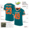 Teal0320-1 Custom Teal Orange-White Mesh Authentic Throwback Football Jersey