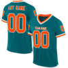 Custom Teal Orange-White Mesh Authentic Throwback Football Jersey