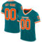 Teal0320 Custom Teal Orange-White Mesh Authentic Throwback Football Jersey
