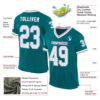 Custom Teal White-Gray Mesh Authentic Throwback Football Jersey