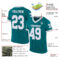 Teal0321-1 Custom Teal White-Gray Mesh Authentic Throwback Football Jersey