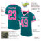 Teal0323-1 Custom Teal Pink-White Mesh Authentic Throwback Football Jersey
