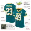 Custom Teal White-Gold Mesh Authentic Throwback Football Jersey