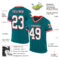 Teal0325-1 Custom Teal White-Red Mesh Authentic Throwback Football Jersey