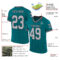 Teal0326-1 Custom Teal Gray-Black Mesh Authentic Throwback Football Jersey