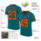 Teal0327-1 Custom Teal Orange-Black Mesh Authentic Throwback Football Jersey