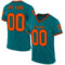 Teal0327 Custom Teal Orange-Black Mesh Authentic Throwback Football Jersey