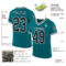 Teal0328-1 Custom Teal Black-White Mesh Authentic Throwback Football Jersey