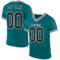 Teal0328 Custom Teal Black-White Mesh Authentic Throwback Football Jersey