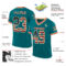 Teal0329-1 Custom Teal Vintage USA Flag Cream-Red Mesh Authentic Throwback Football Jersey