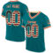 Teal0329 Custom Teal Vintage USA Flag Cream-Red Mesh Authentic Throwback Football Jersey