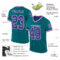 Teal0330-1 Custom Teal Purple-White Mesh Authentic Throwback Football Jersey