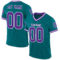 Teal0330 Custom Teal Purple-White Mesh Authentic Throwback Football Jersey