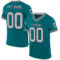 Teal0346 Custom Teal Gray-Black Mesh Authentic Throwback Football Jersey