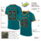 Teal0347-1 Custom Teal Black-Old Gold Mesh Authentic Throwback Football Jersey