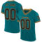 Teal0347 Custom Teal Black-Old Gold Mesh Authentic Throwback Football Jersey