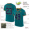 Teal0348-1 Custom Teal Navy-Old Gold Mesh Authentic Throwback Football Jersey