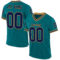 Teal0348 Custom Teal Navy-Old Gold Mesh Authentic Throwback Football Jersey