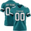 Custom Teal White-Black Authentic Football Jersey