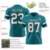 Custom Teal White-Black Authentic Football Jersey