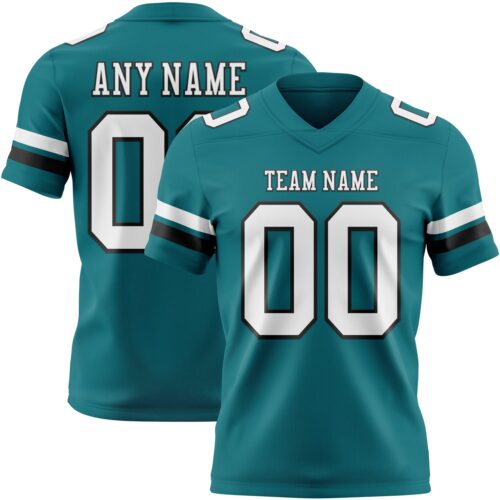 Custom Teal White-Black Authentic Football Jersey