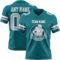 Teal0428-1 Custom Teal Gray-White Authentic Football Jersey