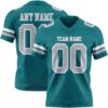 Custom Teal Gray-White Authentic Football Jersey