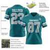 Custom Teal Gray-White Authentic Football Jersey