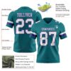 Custom Teal White-Purple Authentic Football Jersey