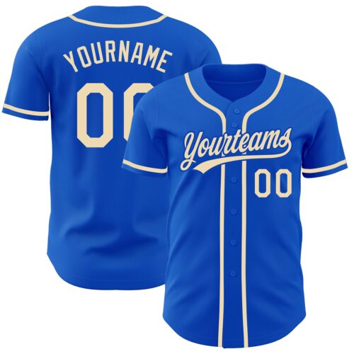 ThunderBlue0001 Custom Thunder Blue City Cream Authentic Baseball Jersey