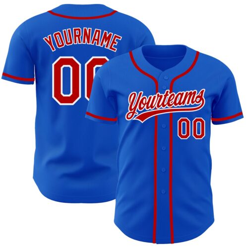 ThunderBlue0005 Custom Thunder Blue Red-White Authentic Baseball Jersey