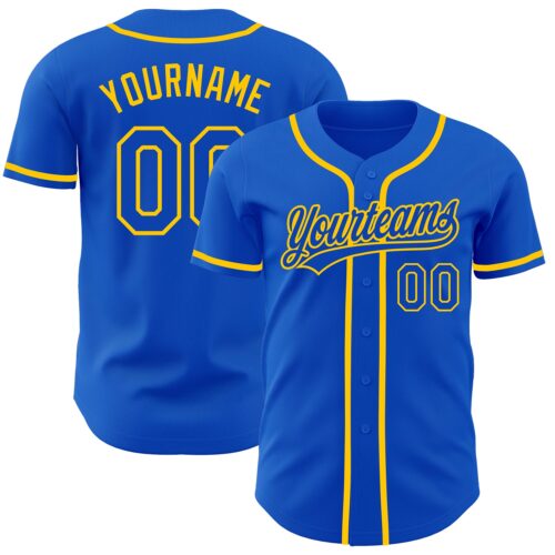 ThunderBlue0006 Custom Thunder Blue Yellow Authentic Baseball Jersey
