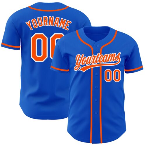 ThunderBlue0008 Custom Thunder Blue Orange-White Authentic Baseball Jersey